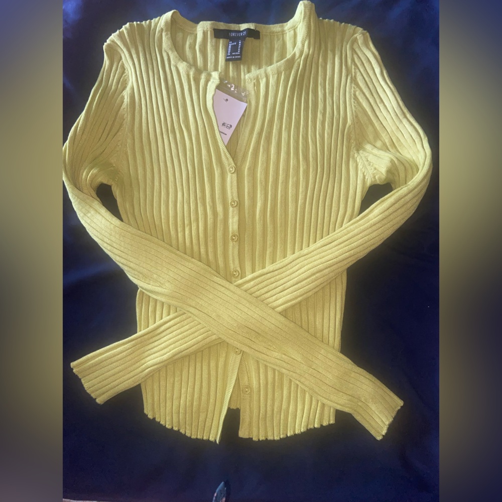 Forever 21 Chartreuse Ribbed Knit Top - Picture 2 of 4